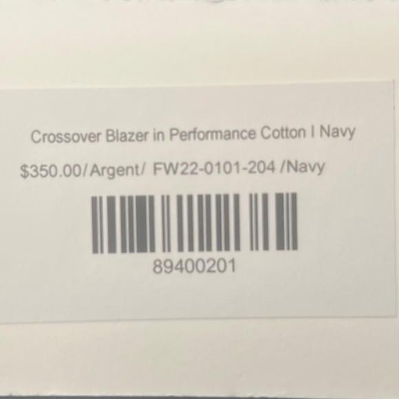 ARGENT Crossover Blazer Size 4 in Performance Cotton Navy - Picture 4 of 8